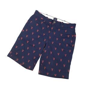 J Crew Mens 9" Inseam Chino Shorts Sz 28 Preppy Casual Golf Lobster AOP Navy